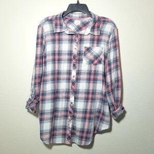 Dress Barn Flannel Button-up Blouse - Size 1X